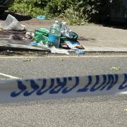 Blood at the crime scene in Colindale