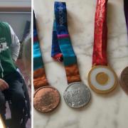 Michaël Jérémiasz (left) and his medals (right)