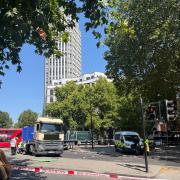A cordon in place following a serious crash in Elephant and Castle this morning
