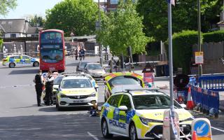 Police officers at the scene in Golders Green